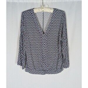 Lascana Blouse 4 Women's Multicolor Chevron Geometric Vneck Flare Sleeve Preppy